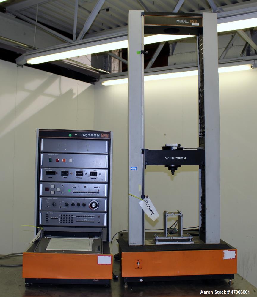 Used Instron 1120 Series Tensile Tester, Model 1122. Designed and used for testing the physical properties and stretching capabilities of plastics. Tension load ranges 10 (0.1N) to 1000 pounds (5 kN)...