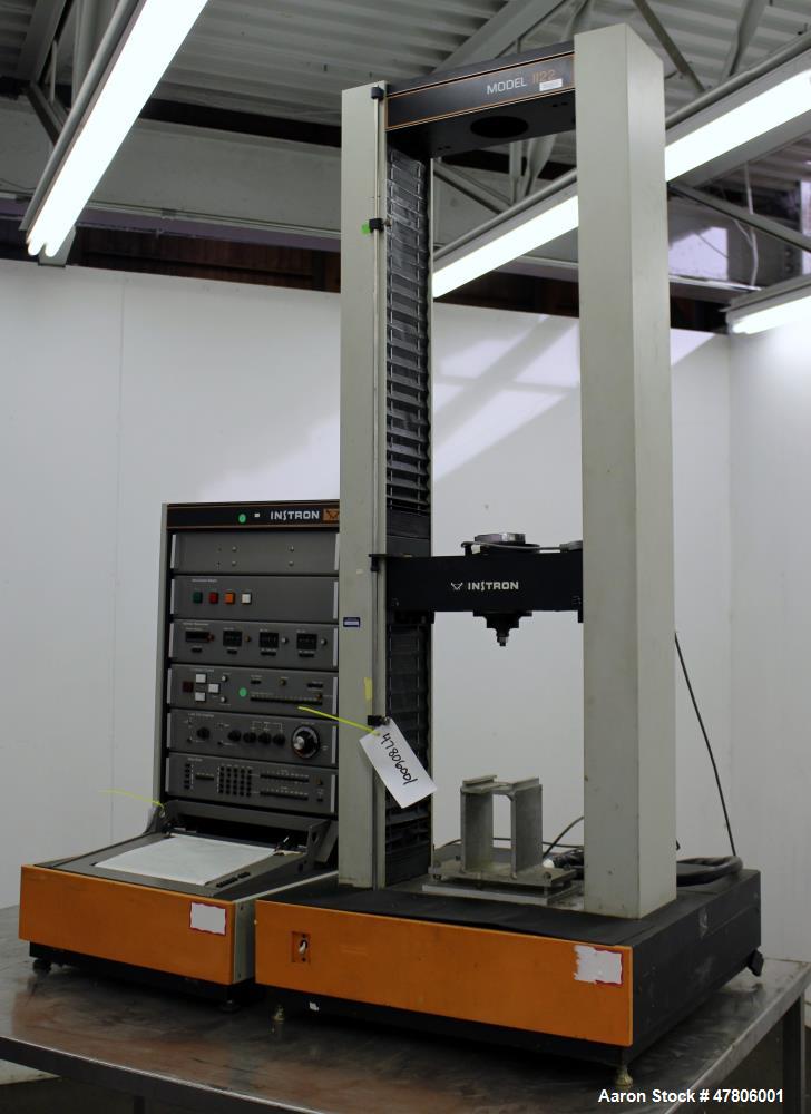 Used Instron 1120 Series Tensile Tester, Model 1122. Designed and used for testing the physical properties and stretching capabilities of plastics. Tension load ranges 10 (0.1N) to 1000 pounds (5 kN)...