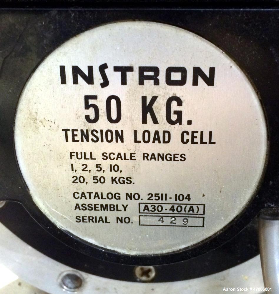 Used Instron 1120 Series Tensile Tester, Model 1122. Designed and used for testing the physical properties and stretching capabilities of plastics. Tension load ranges 10 (0.1N) to 1000 pounds (5 kN)...