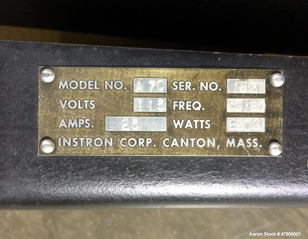 Used Instron 1120 Series Tensile Tester, Model 1122. Designed and used for testing the physical properties and stretching capabilities of plastics. Tension load ranges 10 (0.1N) to 1000 pounds (5 kN)...