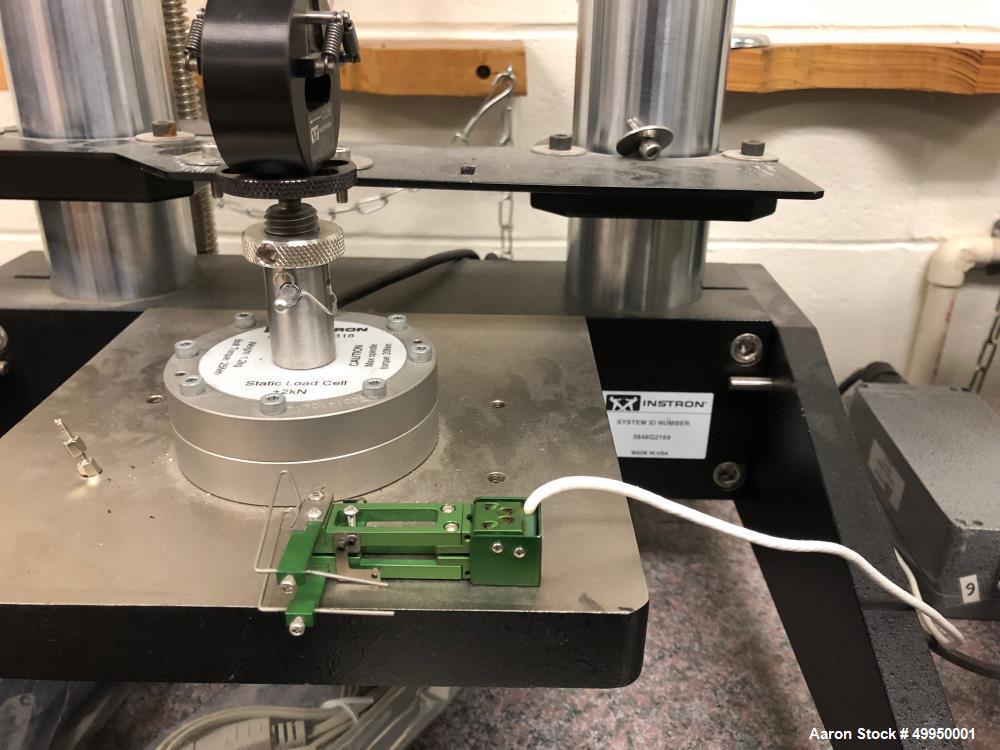 Used Instron MicroTester; Model 5848; used to measure Young's modulus, ultimate strength; forces vs. deformation measurements; Includes: Bluehill Software and EC1765 Oven for measuring at high temper...