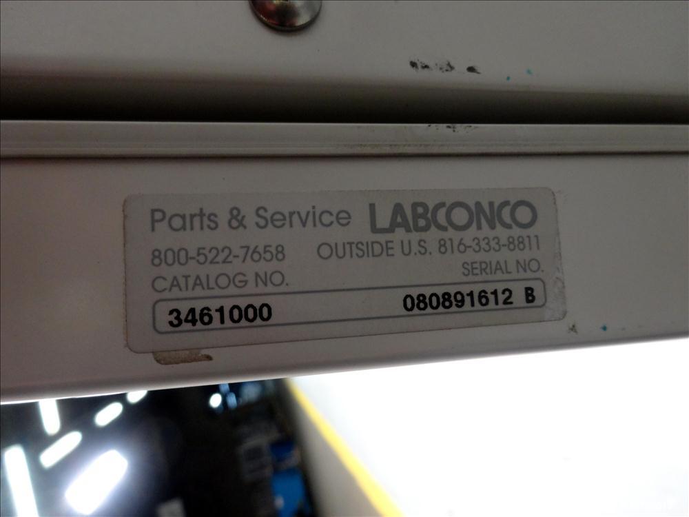 Used Labconco Purifier Logic Class II, Type B2 Total Exhaust Biological Safety Cabinet, Catalog# 3461000. Approximate 73" wide x 25" deep stainless steel vented work area. Nominal inflow 105 feet per...