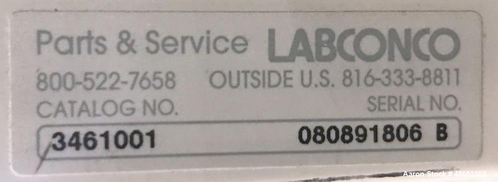 Used Labconco Model 3461001 Type B2 Total Exhause Biological Safety Cabinet/Glovebox. Logic Class II. Has 6' nominal width and an 8" sash opening. Has Ultraviolet & Florescent lighting. Exhaust volum...