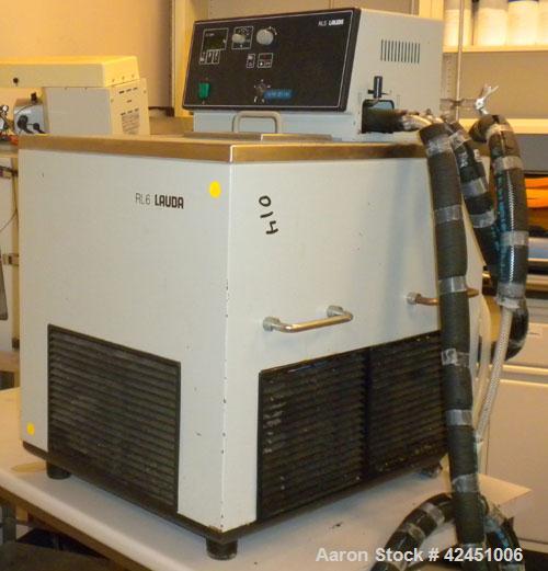 Used Lauda Circulator, Model RLS6. Chamber measures 10" long x 4 1/2" wide x 6" deep. Front mounted digital display with temperature controls 0 - 100 degrees C. 2.1 KW, 50/60 Hertz, 230 Volt. Serial ...