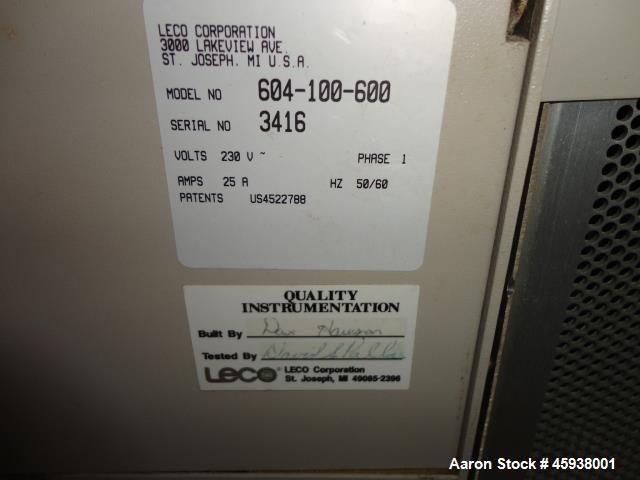 Used Leco TGA-601 Thermogravimetric Analyzer, Model 604-100-600.