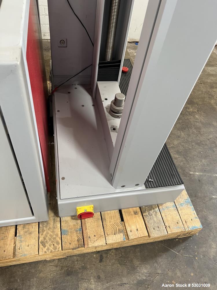 Used Testometric Dual Column Bench-mounted Universal Testing Machine, Model M500-100KN. Force capacity up to 100 kN. Serial# 500-636. 1/60/110 Volt.