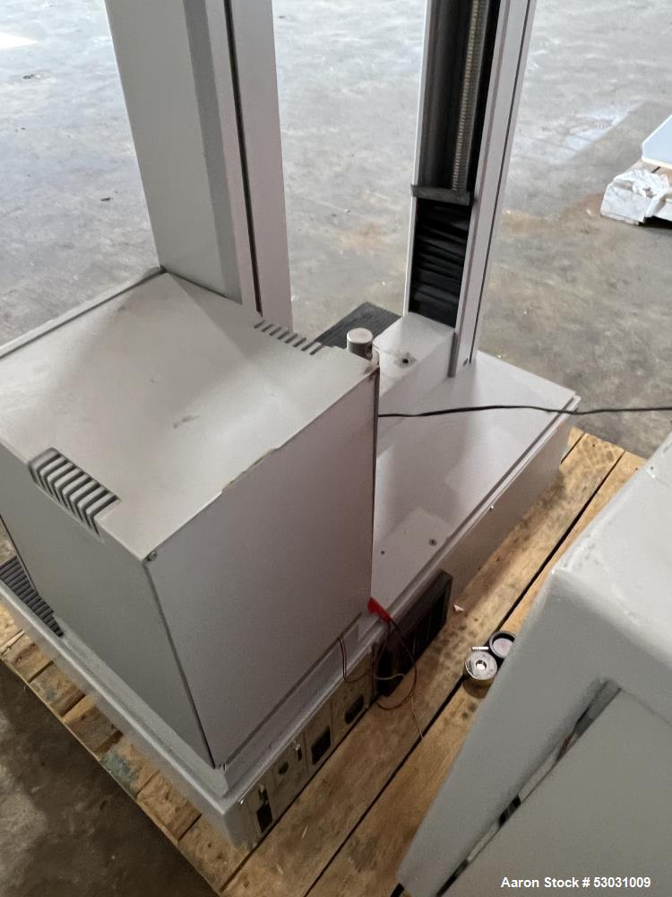 Used Testometric Dual Column Bench-mounted Universal Testing Machine, Model M500-100KN. Force capacity up to 100 kN. Serial# 500-636. 1/60/110 Volt.
