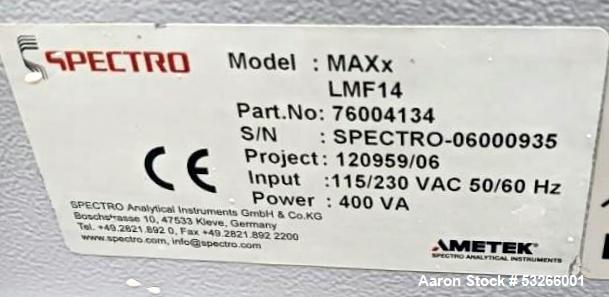 Spectro Spectrometer, Model MAXx LMF14.