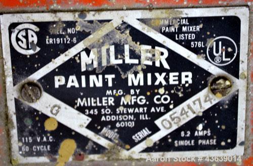 Used- Miller Dual Paint Shaker, Model G.  Dual canister holders, driven by a 1/3hp, 1/60/1150 volt, 1725 rpm motor.