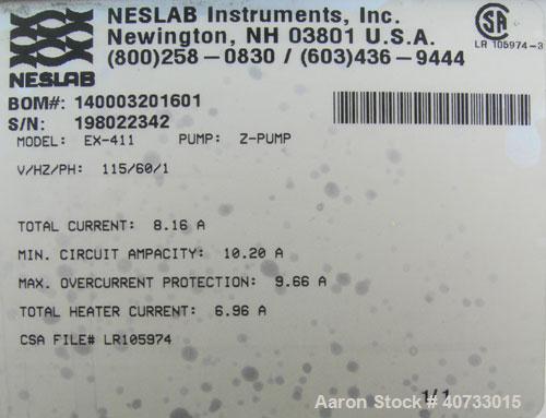 Used- Neslab Bath Circulator, Model EX-411, 304 Stainless Steel. 5.8 Gallon capacity,  bath work area 19-1/4" long x 10" wid...