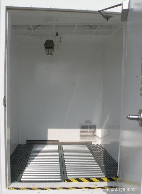 Used Safety Storage Inc Safety Storage Building, Model 0808-4FRE-C. Internal 73’’ wide x 73’’ deep x approximately 84’’ tall. 48’’ wide roller conveyor section, steel floor grating, approximate 332 g...
