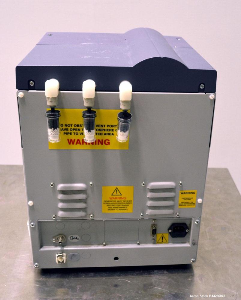Used Domnick Hunter Hydrogen Gas Generator, Model 20H. Designed to produce a constant stream of high purity hydrogen at a predetermined flow rate, and pressure when connected to a suitable power supp...