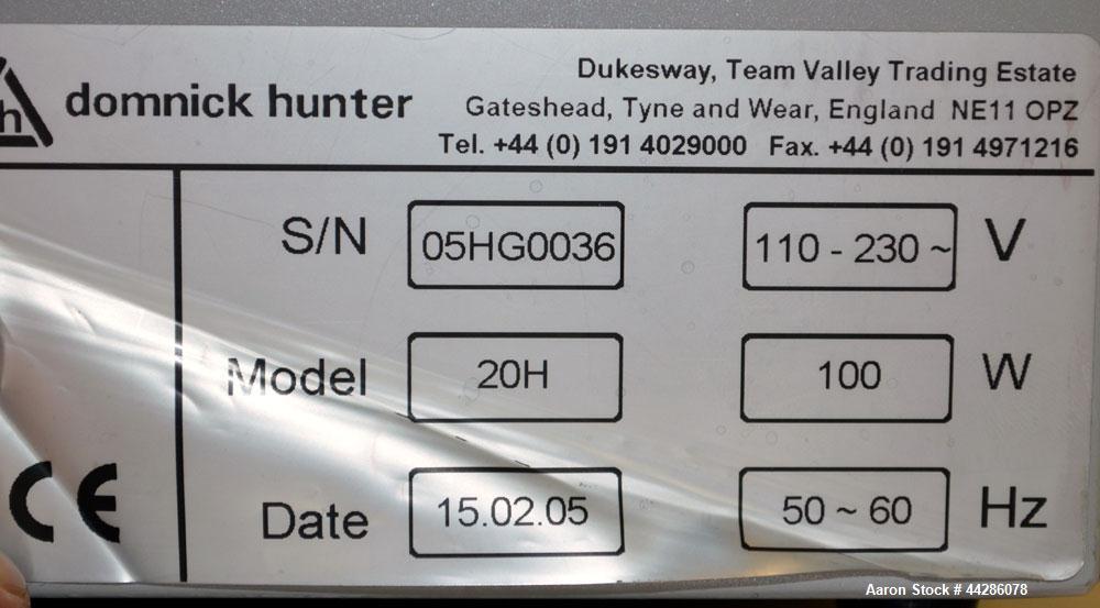 Used Domnick Hunter Hydrogen Gas Generator, Model 20H. Designed to produce a constant stream of high purity hydrogen at a predetermined flow rate, and pressure when connected to a suitable power supp...