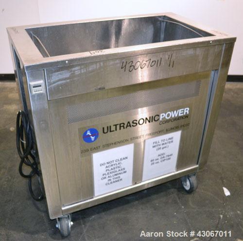 Used Ultrasonic Power Corporation Ultrasonic Cleaner, Model 53-40-158, 304 Stainless Steel. Approximate 39 gallon tank, 18’’ wide x 32’’ long x 16’’ deep. Includes a removable basket. Peak power 1500...