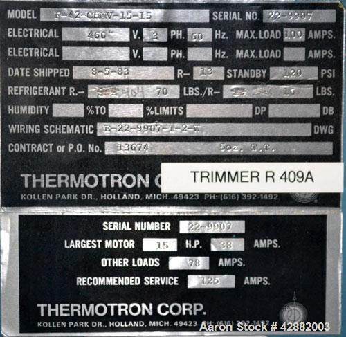 Used Thermotron/ Unholtz-Dickie Testing System Consisting Of: (1) Thermotron agree Environmental Chamber,Mmodel F-42-CHMV-15-15, serial# 22-907. Temperature range -100 degrees F to +351 degrees F, ap...