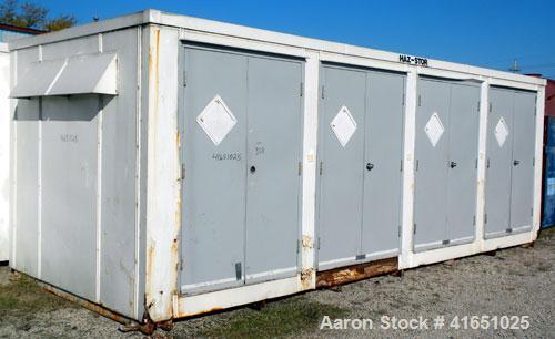 Used Haz-Stor Hazardous Material Storage Enclosure,  carbon steel. Internal enclosure dimensions 264’’ long x 96’’ deep x 83’’ tall. (4) Double door access, each door opening 53’’ wide x 80’’ tall. (...