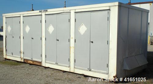 Used Haz-Stor Hazardous Material Storage Enclosure,  carbon steel. Internal enclosure dimensions 264’’ long x 96’’ deep x 83’’ tall. (4) Double door access, each door opening 53’’ wide x 80’’ tall. (...