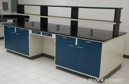 Used Lab Counters: (1) 29" deep x 83 1/2" long x 36" high section with 9 drawers; (1) 29" deep x 84 1/2" long x 36" high section with a sink, 9 drawers and 2 cabinets; (1) 30" deep x 240" long x 37" ...