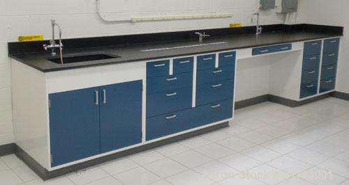 Used Lab Counters: (1) 29" deep x 83 1/2" long x 36" high section with 9 drawers; (1) 29" deep x 84 1/2" long x 36" high section with a sink, 9 drawers and 2 cabinets; (1) 30" deep x 240" long x 37" ...