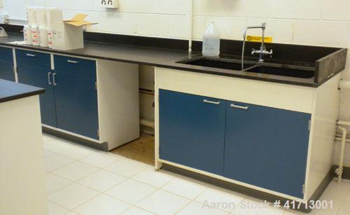 Used Lab Counters: (1) 29" deep x 83 1/2" long x 36" high section with 9 drawers; (1) 29" deep x 84 1/2" long x 36" high section with a sink, 9 drawers and 2 cabinets; (1) 30" deep x 240" long x 37" ...
