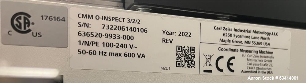 Unused Zeiss O-Inspect 3/2/2 CMM – 300 x 200 x 200 mm | Optical + Tactile Sensors | Calypso Software | Built 2022