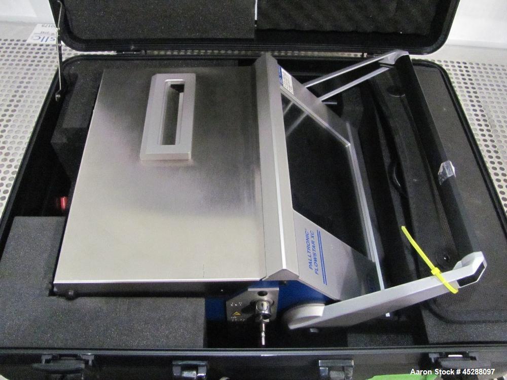 Used Pall Palltronic Flowstar XC Filter Integrity Tester. Test ranges forward flow 0.1 – 200 cc/min, water intrusion 0.05 – 50 mL/min, bubble point 300–6500 mbar (4.4 – 94 psi), accuracy forward flow...