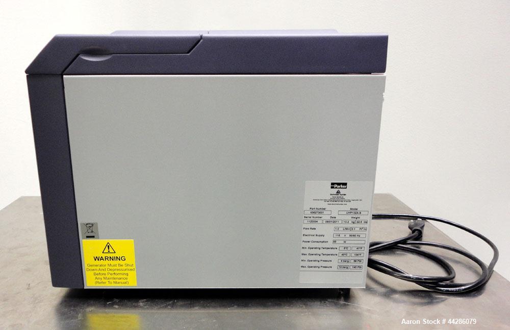 Used Parker Domnick Hunter Zero Air Generator, Model UHP10ZA-S. 1.0 l/min Flow Rate, organic impurity <0.1 ppm. Operating temperature 5 to 40 degrees C. (41 to 104 F.), operating pressure 4 to 10 bar...