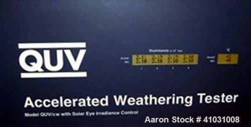 Used Q-Lab Accelerated Weathering Tester, Model QUV/CW. Cool white fluorescent UV exposure. Irradiance control, ISO calibrations. Size 54" x 21" x 53" high.