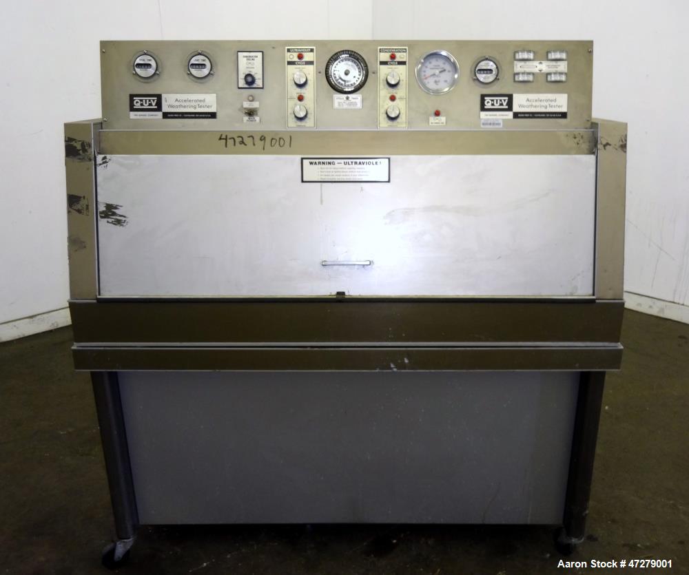 Used QUV Accelerated Weathering Tester, Model QUV. Temperature ranges: light cycle 45 to 80 degrees C., condensation cycle 40 to 60 degrees C. UV exposure, specimen capacity 50 samples 75mm x 150mm. ...
