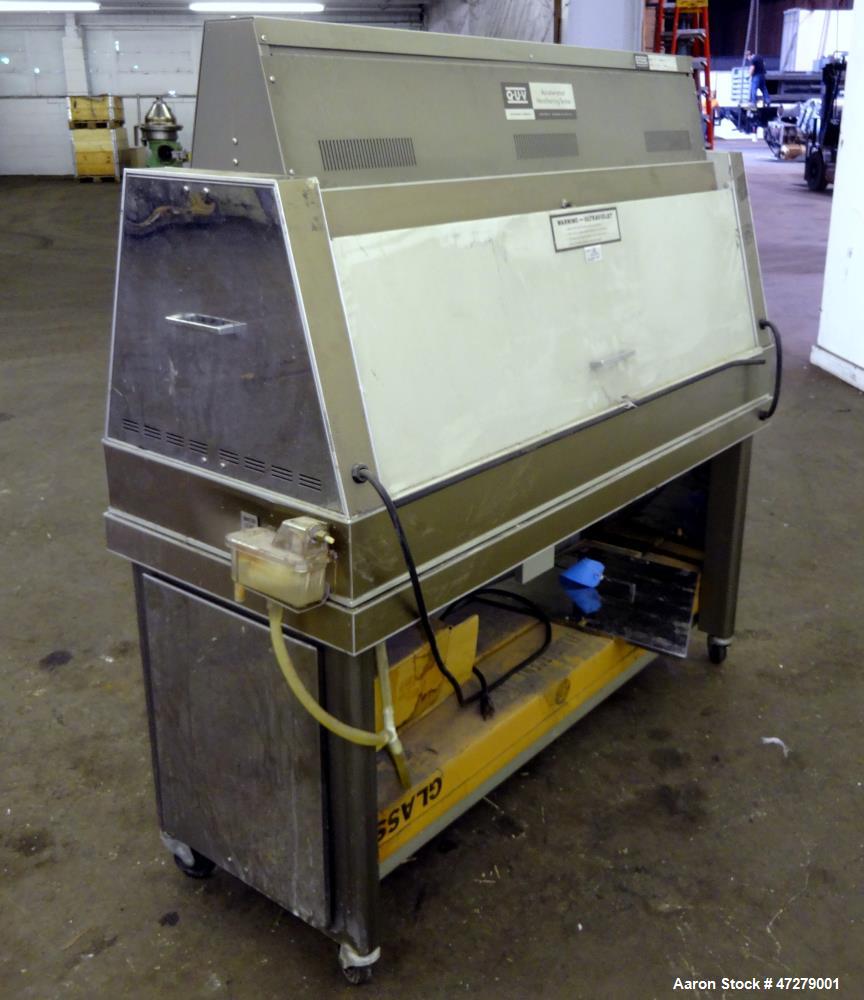 Used QUV Accelerated Weathering Tester, Model QUV. Temperature ranges: light cycle 45 to 80 degrees C., condensation cycle 40 to 60 degrees C. UV exposure, specimen capacity 50 samples 75mm x 150mm. ...