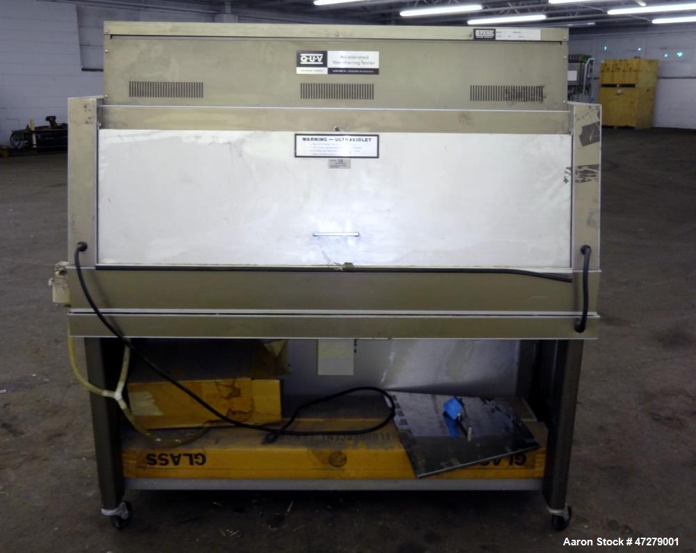 Used QUV Accelerated Weathering Tester, Model QUV. Temperature ranges: light cycle 45 to 80 degrees C., condensation cycle 40 to 60 degrees C. UV exposure, specimen capacity 50 samples 75mm x 150mm. ...