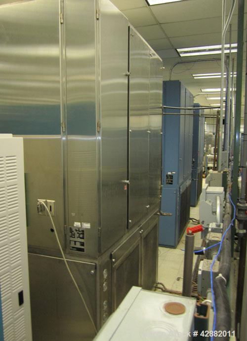 Used Russells Technical Products Environmental  (Temperature/ Humidity) Chamber, Model RD32-5-5, self- contained. Heat rejected kW = 17.6, 3/60/460V.  Max load (A) 47.  DI Water 10 gpm @ 25 psi max. ...