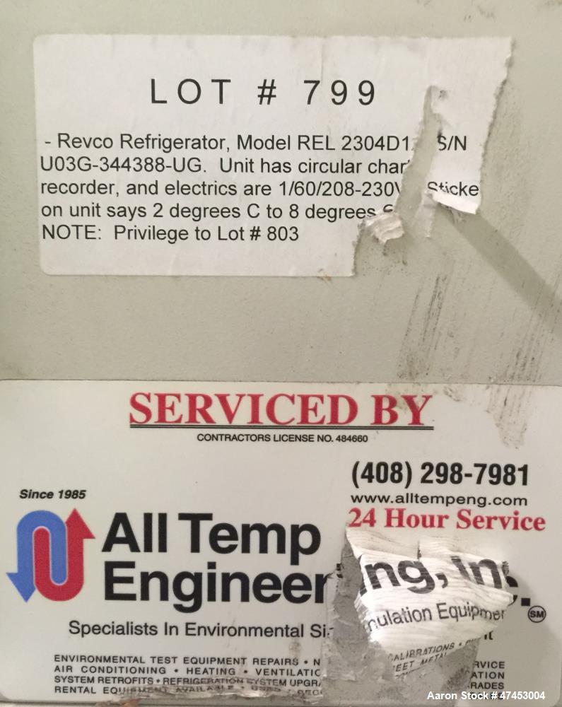 Used Revco Scientific Refrigerator, Model REL2304D1