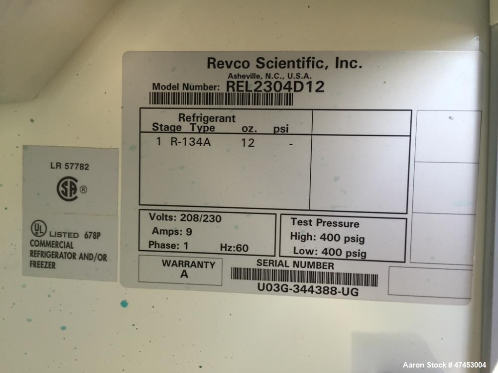 Used Revco Scientific Refrigerator, Model REL2304D1