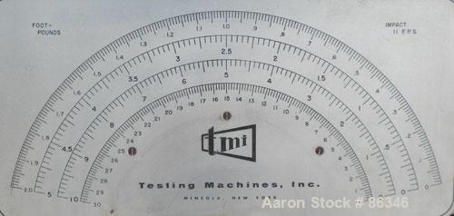Used TMI Pendulum Impact Tester. Approximately 11' per second. Requires pendulum arm.