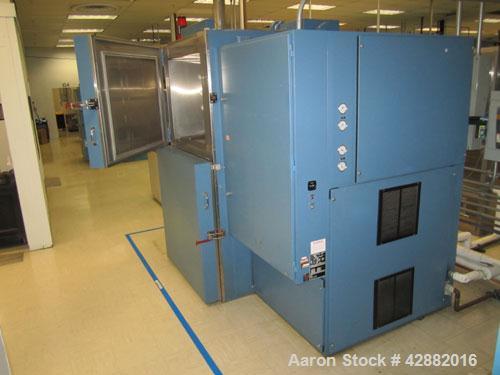 Used Russells Technical Products Environmental (Thermal Shock) Chamber, Model TSV-3-10-1, A/C. Heat rejected kW = 2.6, 3/60/460V.  Max load (A) 72.  DI Water 10 gpm @ 25 psi max. Compressed air dry a...