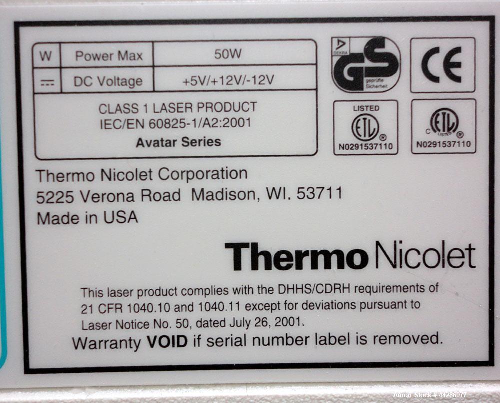 Used Thermo Nicolet Avatar 370 FT-IR Fourier Tranform InfraRed Spectrometer