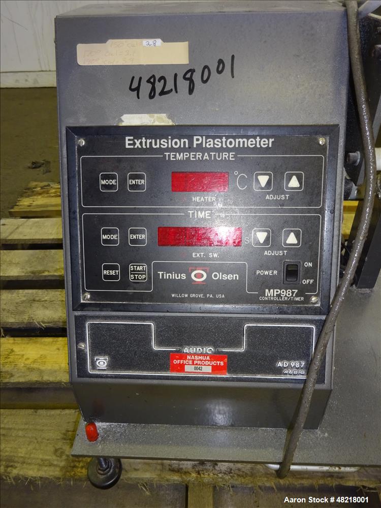 Used Tinius Olsen Extrusion Plastometer/Melt Indexer, Model MP 987.