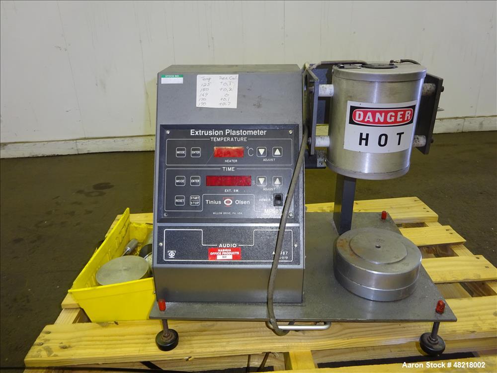 Used Tinius Olsen Extrusion Plastometer/Melt Indexer, Model MP 987.