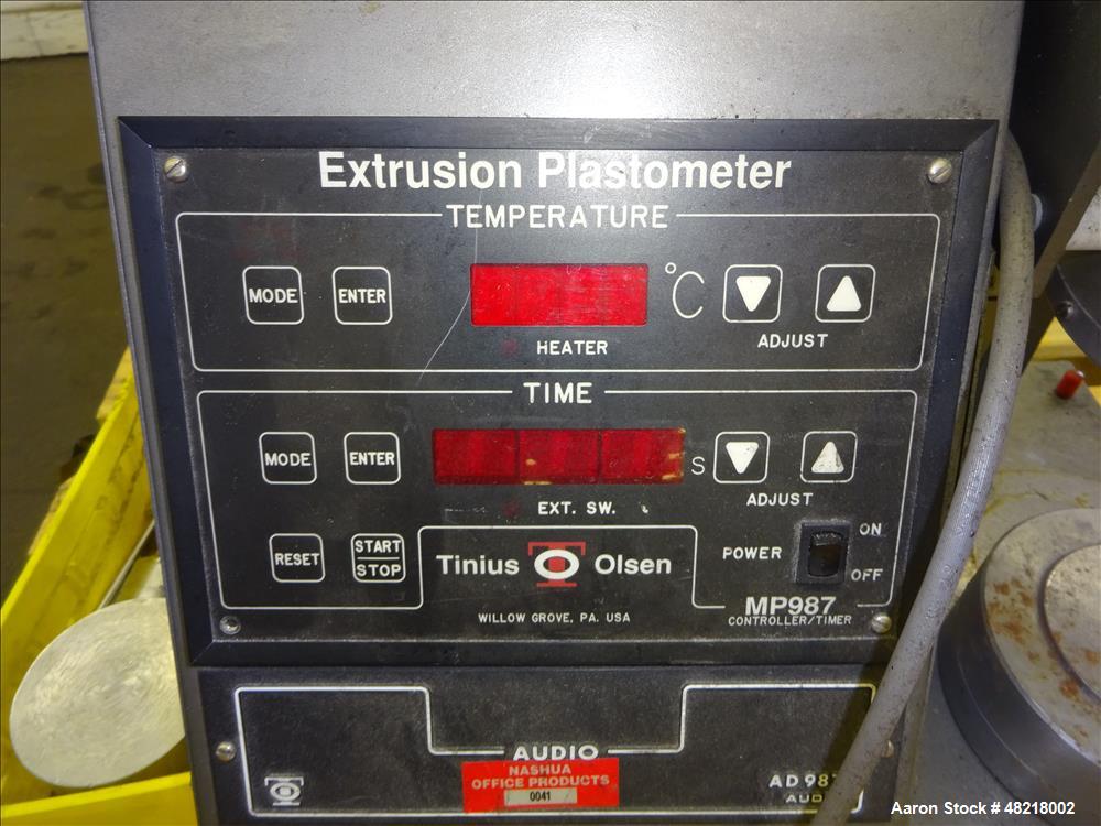 Used Tinius Olsen Extrusion Plastometer/Melt Indexer, Model MP 987.