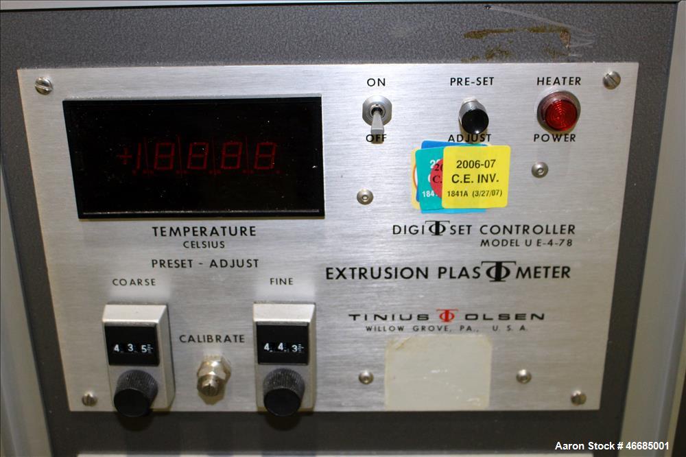 Used Tinius Olsen Extrusion Plastometer/Melt Indexer, Model UE-4-78.