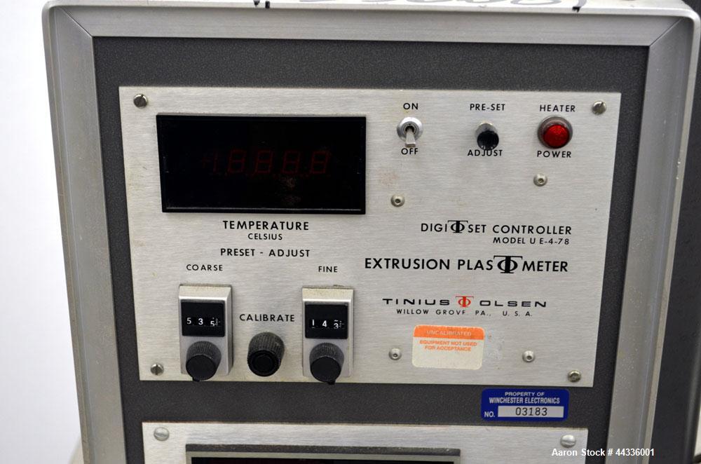 Used Tinius Olsen Extrusion Plastometer/Melt Indexer, Model UE-4-78.