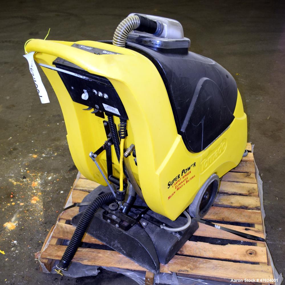 Used Tornado Industries 20 Gallon Self Contained Carpet Cleaner, Model Marathon 2000. 22" Wide cleaning path. 60 Hertz, 115 volts, 15 amps. Serial# 98190CBF10140.