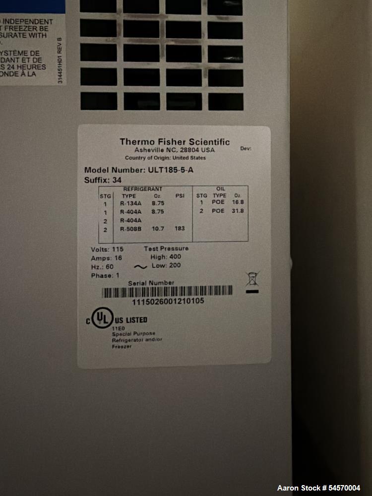 Used Thermo Fisher Scientific ULT185-5-A Ultra-Low Temperature Freezer – -80°C Compact Laboratory Freezer