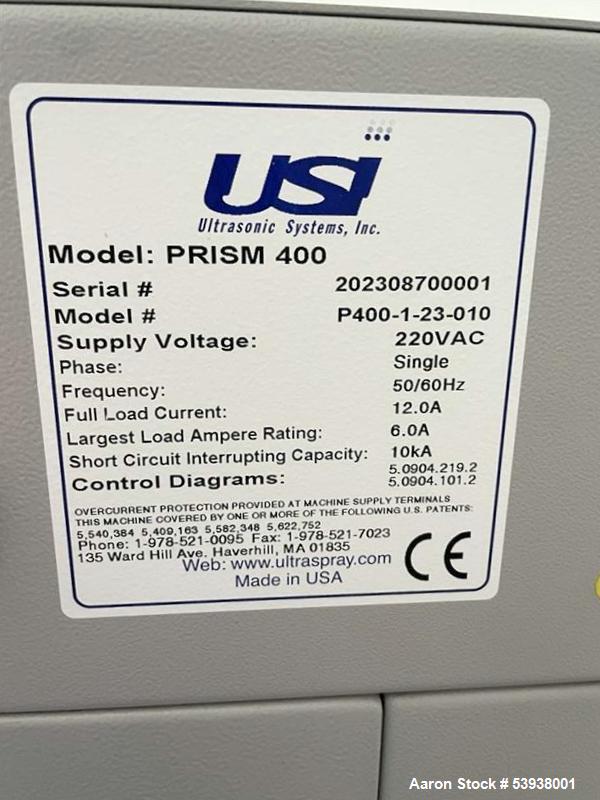 Used Ultrasonic Systems Prism 400 Spray Coater – 400mm x 400mm | 600mm/s | Tilt & Rotation | Built 2023