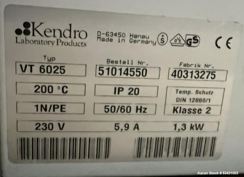 Thermo Scientific (Kendro Lab Products) Model VT 6025 Vacutherm Oven