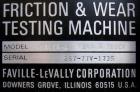 Used Falex friction and wear testing machine, model Falex-1 Ring and Block. Test speed 9 to 3600 rpm, load 5 to 1300 lbs, temperature up to 400 degrees F. Driven by an approximate 2 hp DC gearmotor. ...