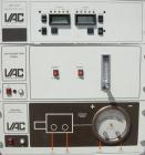 Used Vacuum Atmosphere Company glove box, model HE-493/MO-5. 50/60 hz, 110 volt, 5 amp. Rated plus 10 psig. Includes a model AMO-2032 moisture/ oxygen analyzer, AO- calibration panel, and a model PC-...