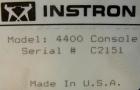 Used Instron tensile tester, model 1122.  Designed and used for testing the physical properties and stretching capabilities of plastics.  Rated 5 KN.  Manually operated clamps. Includes model 4400 di...