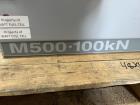 Used Testometric Dual Column Bench-mounted Universal Testing Machine, Model M500-100KN. Force capacity up to 100 kN. Serial# 500-636. 1/60/110 Volt.